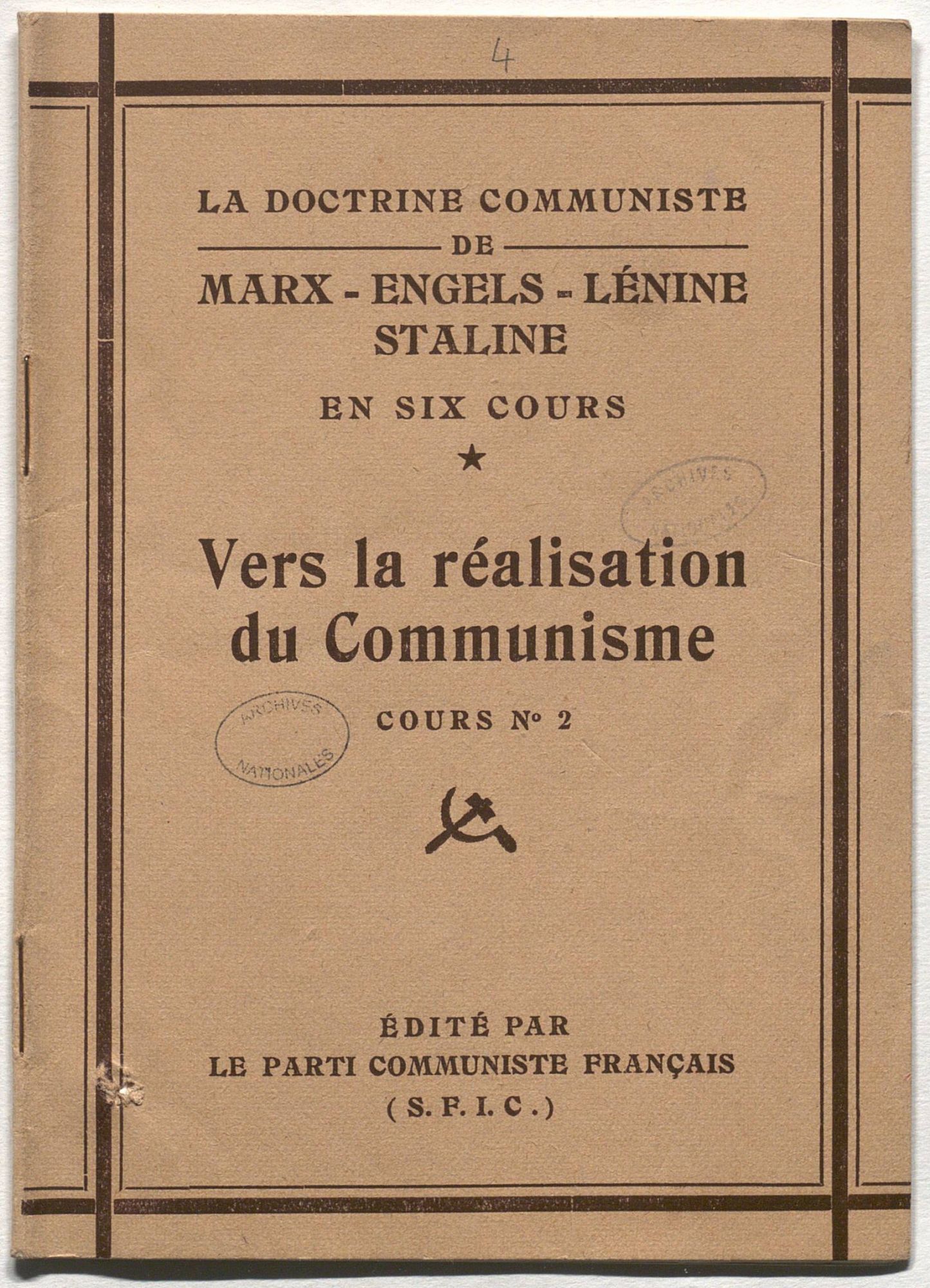 Brochure saisie chez Raymonde par les policiers d'Ivry, 2 juin 1942. © Archives nationales (France), Z/4/138 dossier 400.
